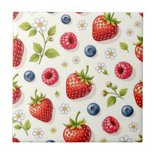 Azulejo Patrón de Flor de Cerezo Frutas Frescas de Verano