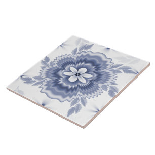 Azulejo Patrón de flor de color blanco azul