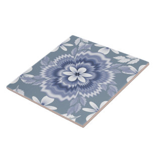 Azulejo Patrón de flor de color blanco azul