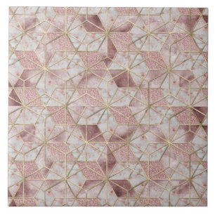Azulejo Patrón de flor de estrella geométrica rosa moder