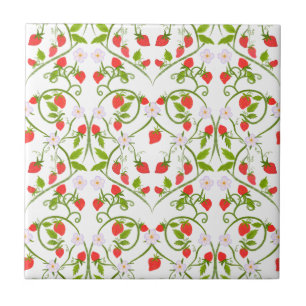 Azulejo Patrón de flor de fresa en acuarela