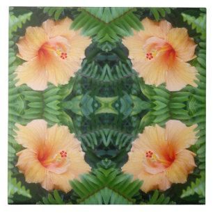 Azulejo Patrón de flor de Hibiscus naranja
