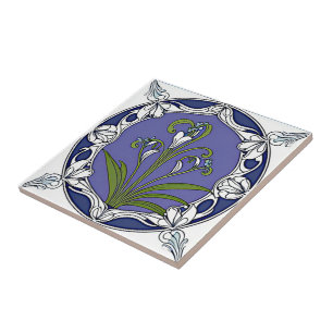Azulejo Patrón de flor de lirio Art Nouveau