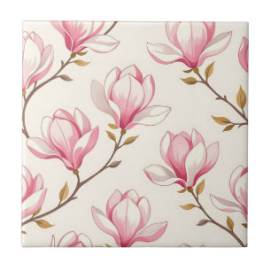 Azulejo Patrón de Flor de Magnolia Rosa