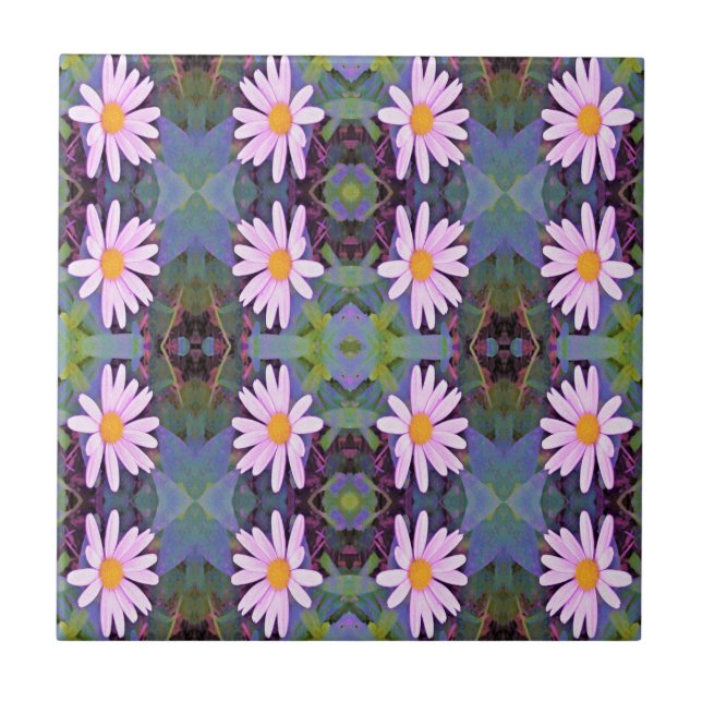 Azulejo Patrón de flor de margarita rosa retro (Frente)