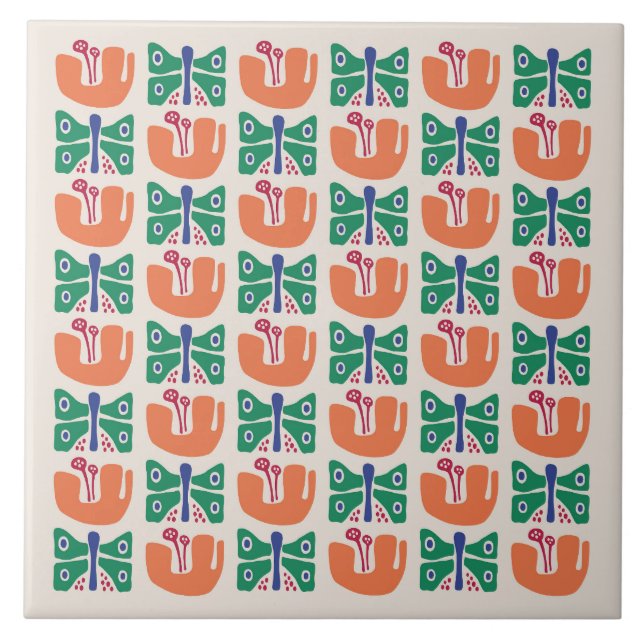 Azulejo Patrón de flor de mariposa (Frente)