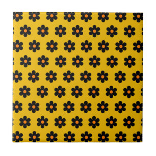 Azulejo Patrón de flor de Naranja negro otoñal