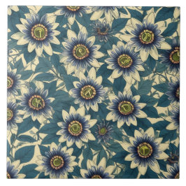 Azulejo Patrón de flor de pasión azul