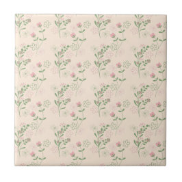 Azulejo Patrón de flor del Retro Verde Rosa Y2K 70