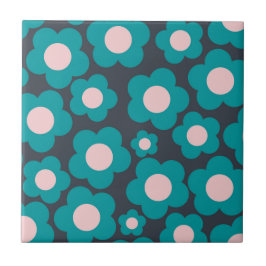 Azulejo Patrón de flor hippie azul precoz