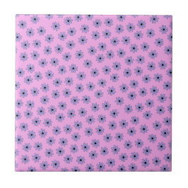 Azulejo Patrón de flor hippie azul púrpura