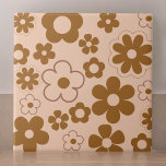 Azulejo Patrón de flor hippie de otoño retro y 2K marrón<br><div class="desc">Patrón de flor hippie de otoño retro y 2K marrón</div>