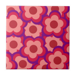 Azulejo Patrón de flor hippie retro de color negrita