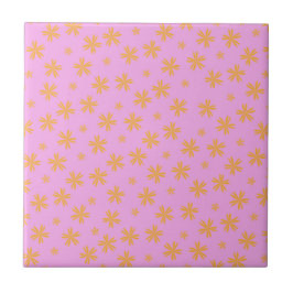 Azulejo Patrón de flor hippie rosado de Naranja preppy