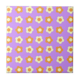 Azulejo Patrón de flor simple floral preppy Naranja púrpur