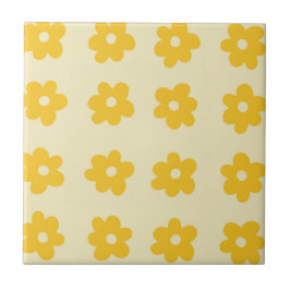 Azulejo Patrón de flor simple retro amarillo tropical