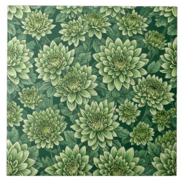 Azulejo Patrón de flor verde crisantemo