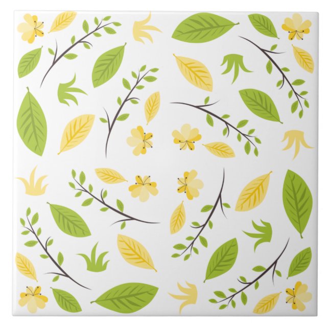 Azulejo Patrón de flora de primavera brillante y ventilado (Frente)