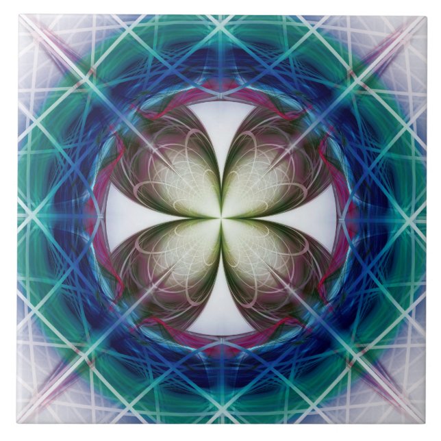 Azulejo Patrón de floración geométrica (Frente)