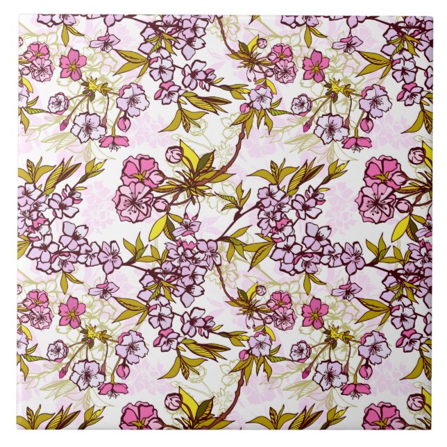 Azulejo Patrón de florecimiento del cerezo  (Frente)