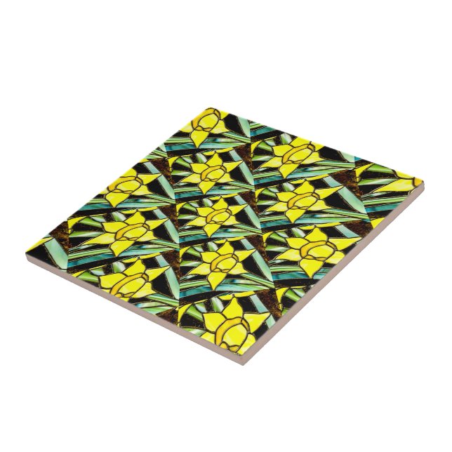 Azulejo Patrón de flores amarillas y valiosas (Lado)