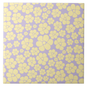 Azulejo Patrón de flores - amarillo y púrpura pastel