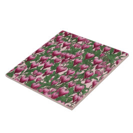 Azulejo Patrón de flores cardíacas de hemorragia rosa