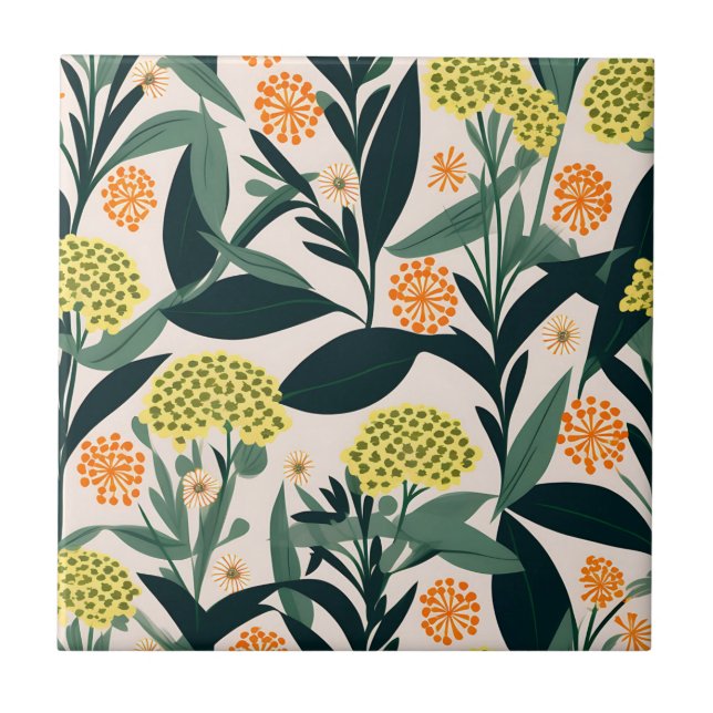 Azulejo Patrón de flores de flecha geométrica modernas (Frente)