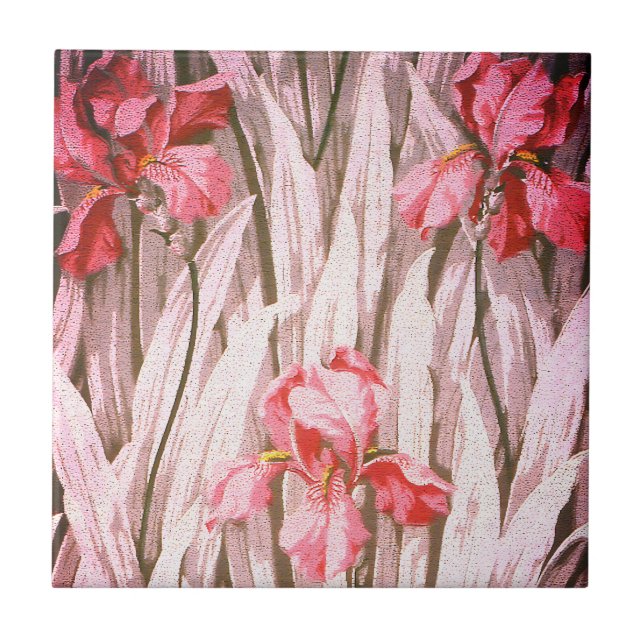 Azulejo Patrón de flores de iris brillantes y bonitas vint (Frente)