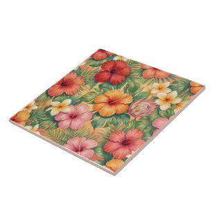 Azulejo patrón de flores decorativas de aloha de Hawái