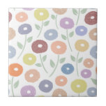 Azulejo Patrón de flores difusas pastel<br><div class="desc">Diseño de patrón de superficie de flores y hojas con efecto dibujado a mano difuso en una mezcla de colores pastel.</div>