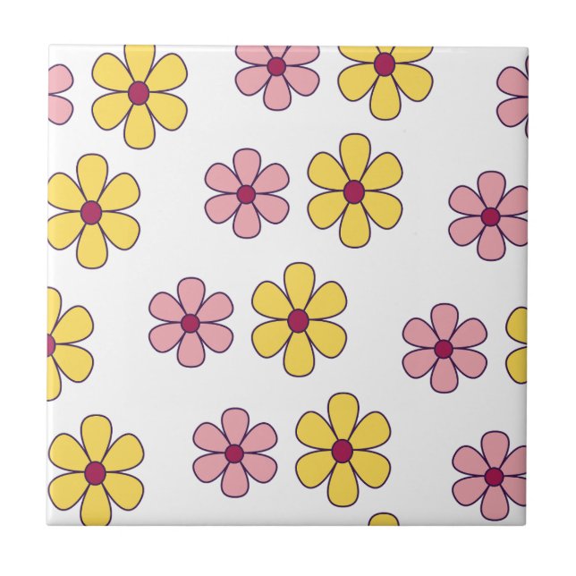 Azulejo Patrón de flores grandes y pequeñas (Frente)