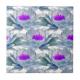 Azulejo Patrón de flores grises y púrpuras