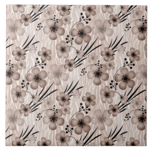 Azulejo Patrón de flores marrón beige en el fondo del tigr