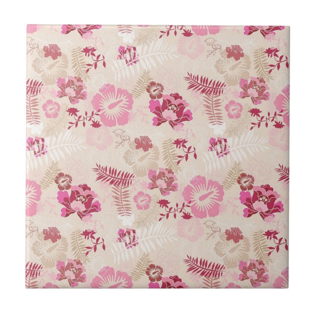 Azulejo Patrón de flores modernas rosadas finas zapatillas (Frente)