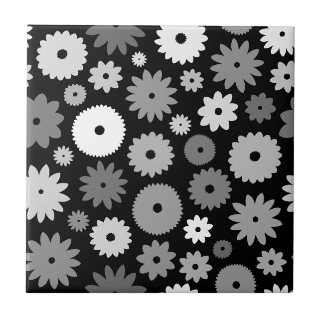 Azulejo Patrón de flores monocromas (Frente)