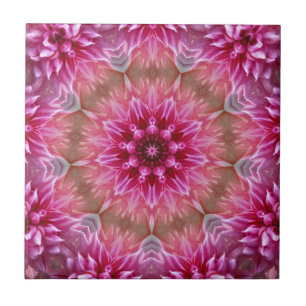 Azulejo Patrón de flores rosadas de Mandala geométrica-675