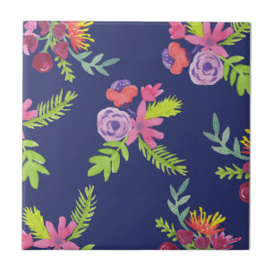 Azulejo Patrón de flores silvestres acuarela