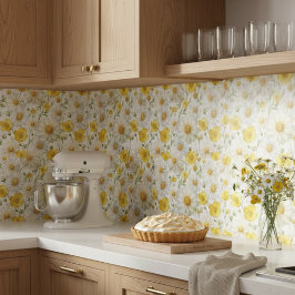 Azulejo Patrón de flores silvestres acuarela amarilla 