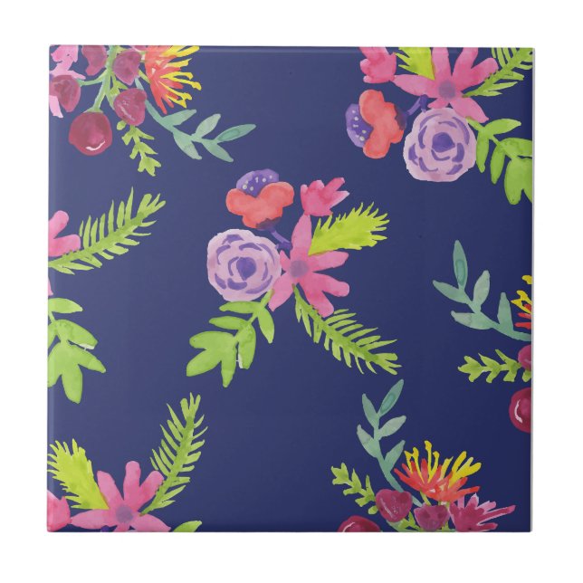 Azulejo Patrón de flores silvestres acuáticas (Frente)