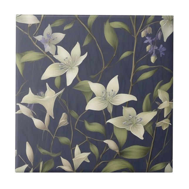 Azulejo Patrón de flores silvestres y bosques (Frente)