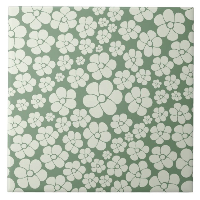 Azulejo Patrón de flores - Verde (Frente)
