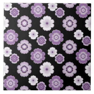 Azulejo Patrón de flores violeta y blanca