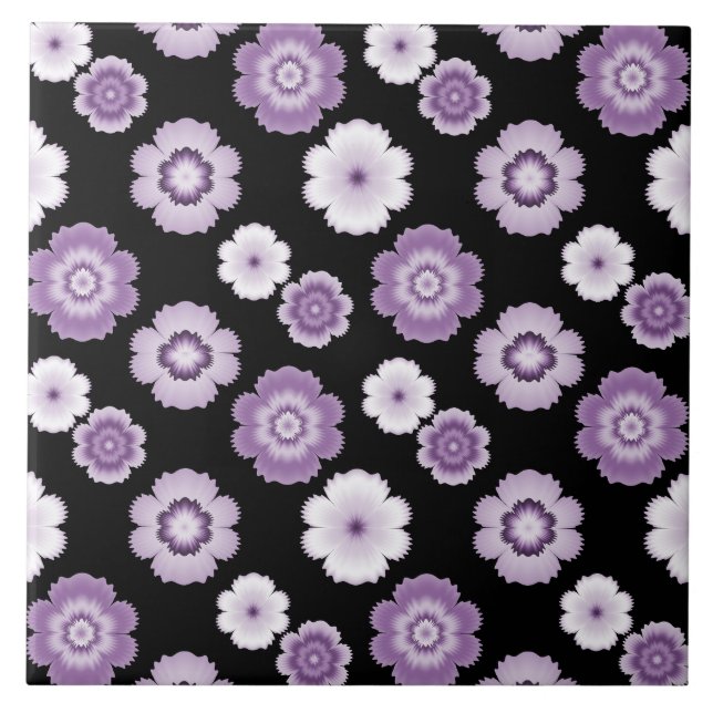 Azulejo Patrón de flores violeta y blanca (Frente)