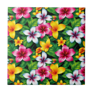 Azulejo Patrón de flores y hojas multicolores-57577