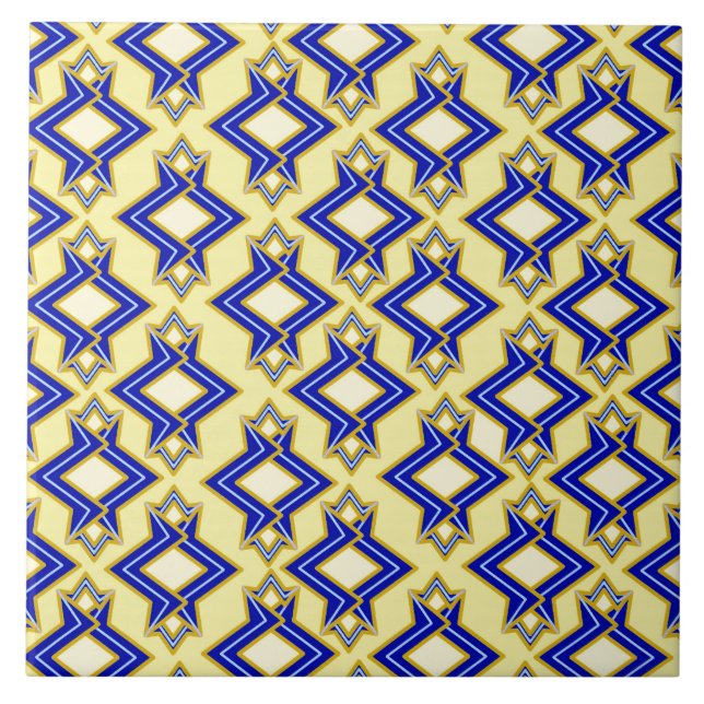 Azulejo Patrón de fondo de escritorio Art Deco, beige y az (Frente)