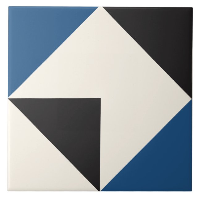 Azulejo Patrón de forma geométrica moderna azul (Frente)