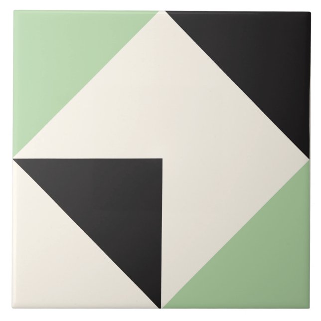 Azulejo Patrón de forma geométrica moderna verde (Frente)