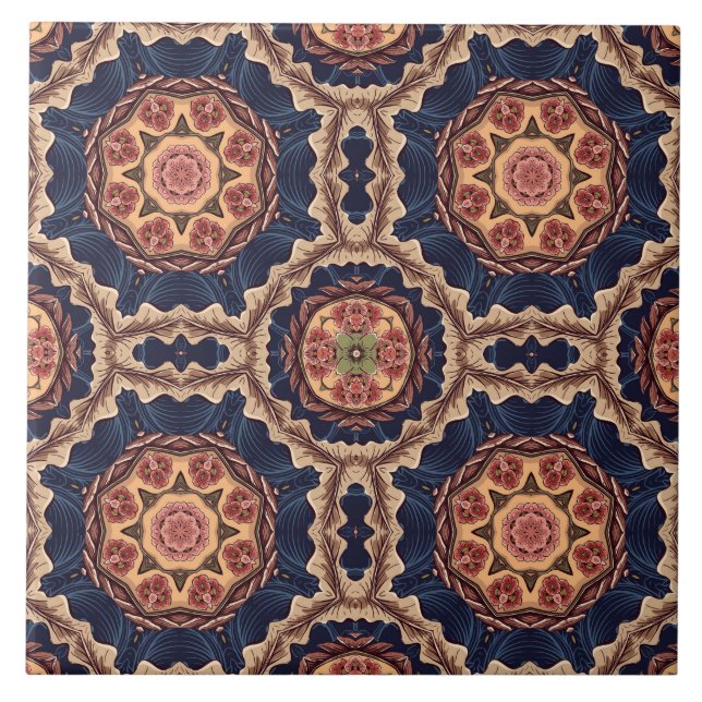 Azulejo Patrón de formas de flor y estrella (Frente)