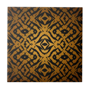 Azulejo Patrón de formas tribales amarillas y negras